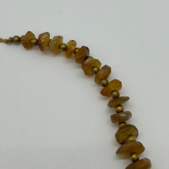 Vintage Amber Nugget Necklace Graduated Butterscotch Honey Chips With Gold-Tone - Picture 9 of 16
